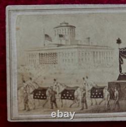 Rare Original Lincoln Funeral Hearse CDV Photo Columbus, Ohio Statehouse 1865