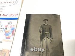 Rare Tin Type Photo of Soldier WithRifle Civil War Military Era Full Uniform