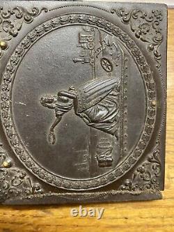 Rare Tintype Civil War Thermoplastic Liberty Case Native American Family Photo