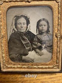Rare Tintype Civil War Thermoplastic Liberty Case Native American Family Photo
