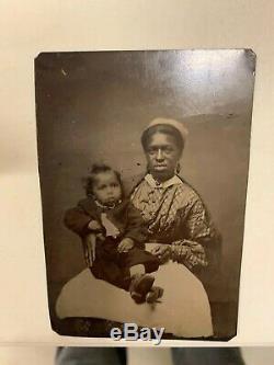 Rare Vintage Civil War Era Slave Negro Nanny Tin Type Photo Black Americana