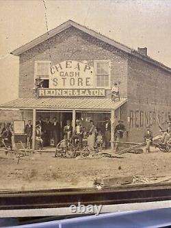 Rare Vintage Civil War era Photograph Clarksville Texas Store Tavern Saloon
