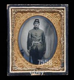 Ruby Ambrotype Armed Civil War Soldier / Infantry 1860s Photo