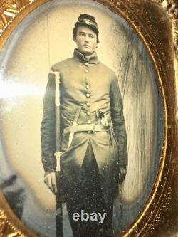 Ruby Ambrotype Armed Civil War Soldier / Infantry 1860s Photo
