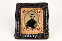 Ruby Ambrotype Civil War Union Sergeant in 1/9 Plate Original Period Frame V27