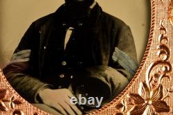 Ruby Ambrotype Civil War Union Sergeant in 1/9 Plate Original Period Frame V27