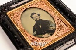 Ruby Ambrotype Civil War Union Sergeant in 1/9 Plate Original Period Frame V27