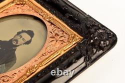 Ruby Ambrotype Civil War Union Sergeant in 1/9 Plate Original Period Frame V27