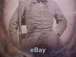 SUPERB Confederate Civil War 1/4 Plate Ambrotype Photograph withRifle, Pistol, etc