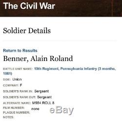Sgt. Alain Roland Benner, 19th PVI (3 Months), Civil War CDV Photo, April 1861