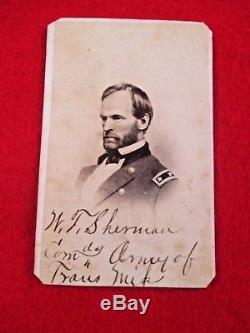 Signed General Sherman CDV Photograph Civil War Army Of Trans Miss