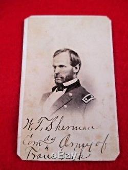 Signed General Sherman CDV Photograph Civil War Army Of Trans Miss