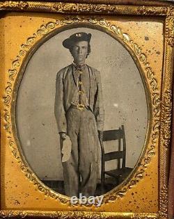 Sixth Plate Tintype Civil War Confederate Cavalryman