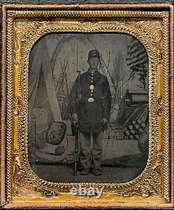 Sixth Plate Tintype Civil War Soldier at Benton Barracks, St Louis