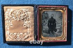 Sixth Plate Tintype Corporal Company C In Patriotic Case