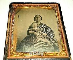 Slave Civil War Era 6th. P. Ambrotype African American Black Nanny White Baby