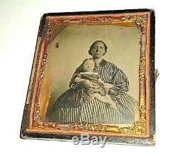 Slave Civil War Era 6th. P. Ambrotype African American Black Nanny White Baby