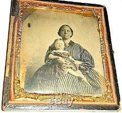 Slave Civil War Era 6th. P. Ambrotype African American Black Nanny White Baby