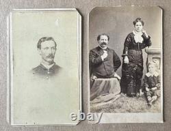 Small Lot 2 CDV Photo Civil War Ohio OVI Soldier & Sideshow Family 1860s 1870s