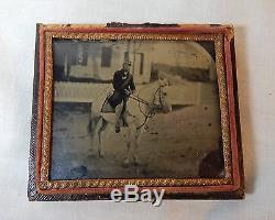 Soldier Mounted On Horse Ambrotype Photo Civil War Pre Civil War
