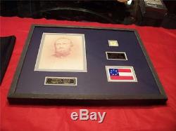 Stonewall Jackson Piece Of CIVIL War Scarf With 211 Of 300 Framed Rare! Coa