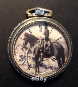 Super RARE 1895 Elgin Pocket Watch Unique Dial with Civil War Soldier 18S 15J
