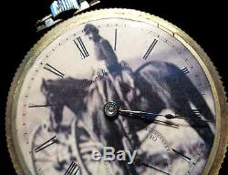 Super RARE 1895 Elgin Pocket Watch Unique Dial with Civil War Soldier 18S 15J