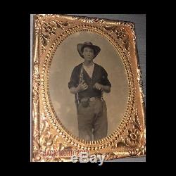 Superb (4x) Armed Civil War Soldier Swinging Knife! 1/6 Tintype Neff's Patent