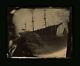 Surreal Antique Half Plate+ Tintype Photo Tall Ship Sailors On Deck Civil War