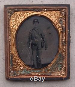 Tin Type Photo Of A CIVIL War Soldier With Rifle