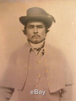 The Ultimate Civil War Photograph Native American in Uniform Tintype RARE