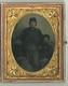 Three Union Soldiers 1860 Civil War 1/4 Plate Military Flag Tintype Kepi Frock