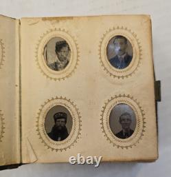 Tin Type Photo Album Civil War Era. 66 Photos 1860s Gem Miniature Bsk