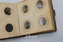 Tin Type Photo Album Civil War Era. 66 Photos 1860s Gem Miniature Bsk