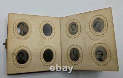 Tin Type Photo Album Civil War Era. 66 Photos 1860s Gem Miniature Bsk