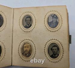 Tin Type Photo Album Civil War Era. 66 Photos 1860s Gem Miniature Bsk