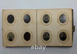 Tin Type Photo Album Civil War Era. 66 Photos 1860s Gem Miniature Bsk
