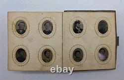 Tin Type Photo Album Civil War Era. 66 Photos 1860s Gem Miniature Bsk
