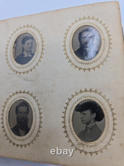 Tin Type Photo Album Civil War Era. 66 Photos 1860s Gem Miniature Bsk
