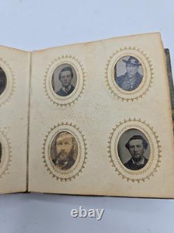 Tin Type Photo Album Civil War Era. 66 Photos 1860s Gem Miniature Bsk