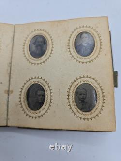 Tin Type Photo Album Civil War Era. 66 Photos 1860s Gem Miniature Bsk