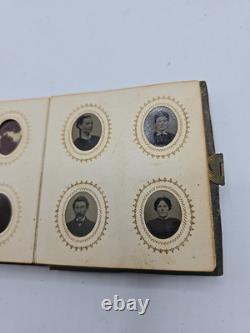 Tin Type Photo Album Civil War Era. 66 Photos 1860s Gem Miniature Bsk