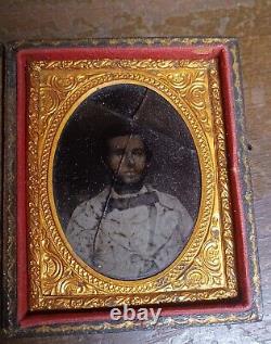 Tinted Ambrotype photo Civil War era unknown male Mathews Virginia as is