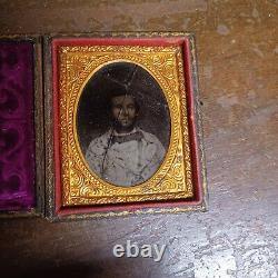 Tinted Ambrotype photo Civil War era unknown male Mathews Virginia as is