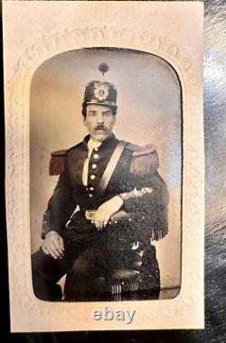 Tinted Tintype Photo Civil War Militia Soldier / 2nd Massachusetts / 1860s Color
