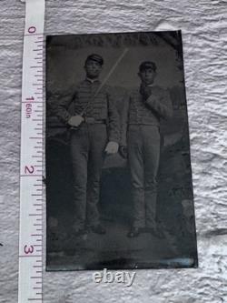 Tintype Image Of Cadet Soldiers, Post Civil War, Sword Brandish, Original Image