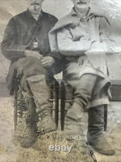 Tintype Of Two Civil War Soldiers-Brothers-Union/Confederate