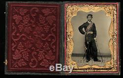 Tintype Photo Armed Civil War Soldier Sword & Officer of the Day Sash