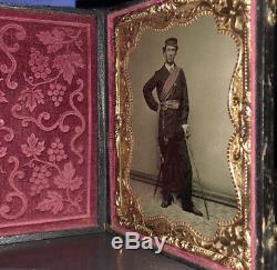 Tintype Photo Armed Civil War Soldier Sword & Officer of the Day Sash
