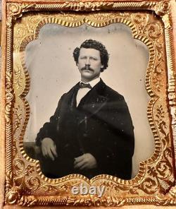 Tintype Photo California Man Rare WASHINGTON MEDALLION Case Civil War Tax Stamp